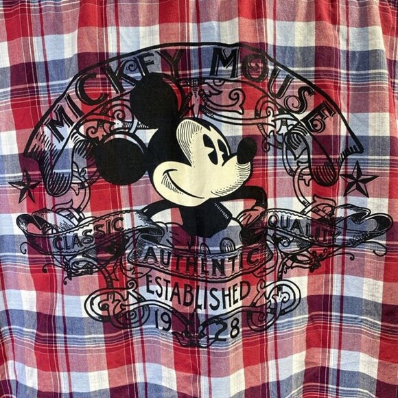 Walt Disney Parks Mickey Mouse Pearl Snap Red Plaid Western Shirt‎ Sz XL Mens - Picture 8 of 9